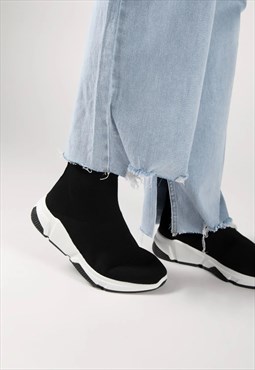 JUSTYOUROUTFIT  Runner Sock Trainer White/Black