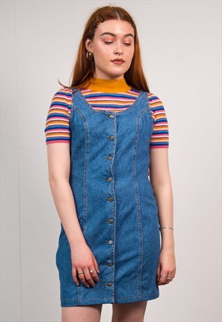 VINTAGE 90'S BLUE DENIM PINAFORE DRESS