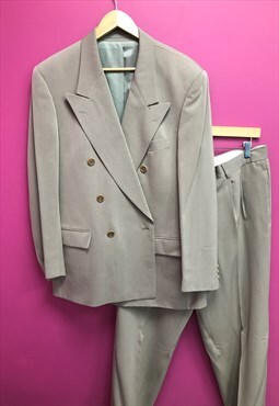 Vintage Suit 2 Pcs Cream Blazer Jacket Trouser