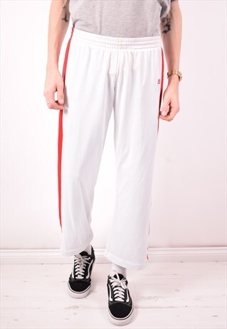 PUMA MENS VINTAGE TRACKSUIT TROUSERS MEDIUM WHITE 90S