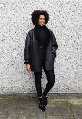 VINTAGE 90'S BLACK SHEEPSKIN JACKET