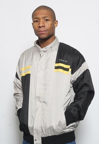 VINTAGE ADIDAS LOGO WINDBREAKER JACKET BLACK