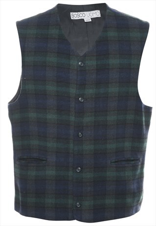 Vintage Checked Waistcoat - M