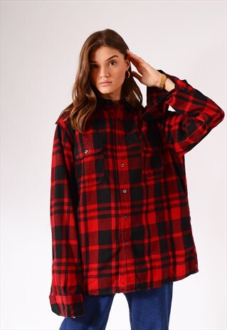 VINTAGE CHECK FLANNEL SHIRT RED