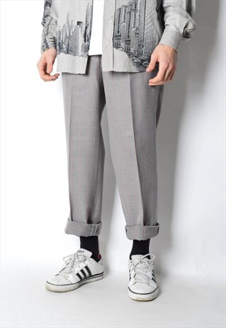 VINTAGE 70S GREY CHECK PANTS