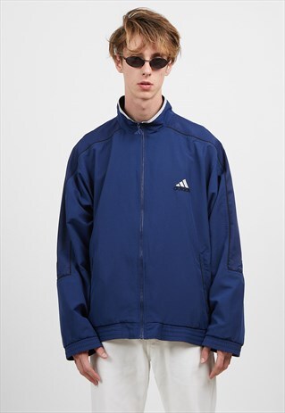 VINTAGE BLUE ADIDAS ZIP TRACK JACKET