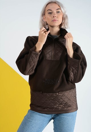 VINTAGE 1/4 ZIP FLEECE IN BROWN.