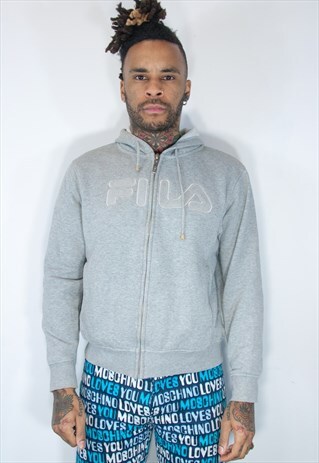 FILA EMBROIDED HOODIE GREY