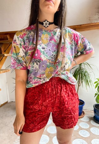 VINTAGE 90'S PASTEL FLORAL LOOSE TEE - M/L