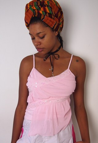 BABY PINK Y2K STYLE TOP WITH SEQUENCES