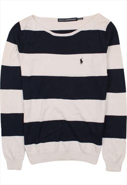 Vintage 90's Ralph Lauren Sweatshirt Striped Crew Neck Navy