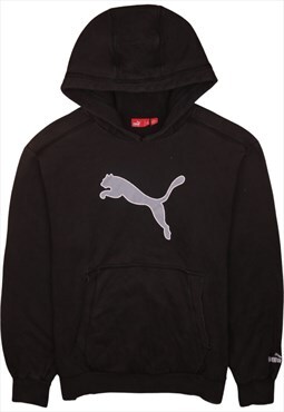 Vintage 90's Puma Hoodie Spellout Pullover Black Medium