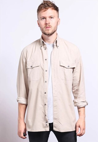 VINTAGE CORDUROY CORD SHIRT BEIGE