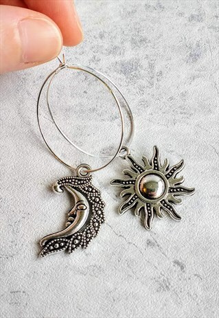 CELESTIAL SUN AND MOON HOOP EARRINGS