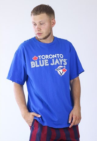 90S VINTAGE MENS TORONTO BLUE JAYS BIG LOGO T-SHIRT