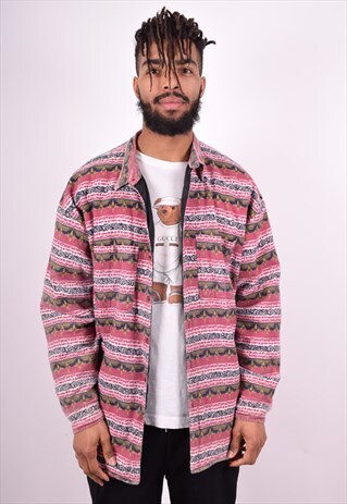 MENS VINTAGE JACKET XL MULTI STRIPE 90'S