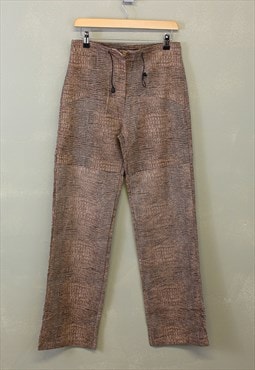 Vintage  Y2K Wide Leg Trousers brown With Crocodile Pattern 