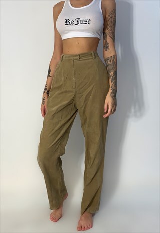 BEIGE STRAIGHT LEG CORDUROY TROUSERS