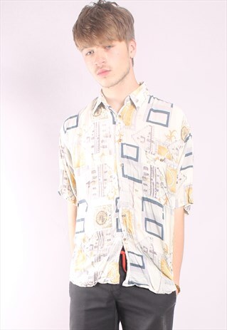 VINTAGE ABSTRACT CRAZY FESTIVAL PATTERN SHIRT