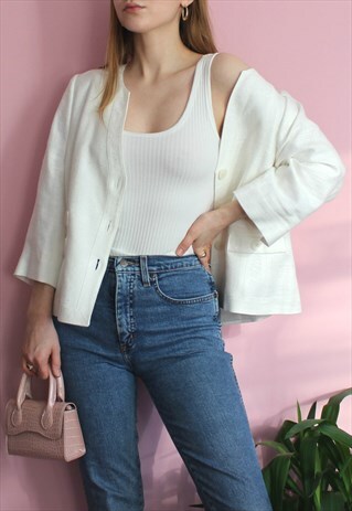 NWT CREAM/WHITE BOXY BLAZER
