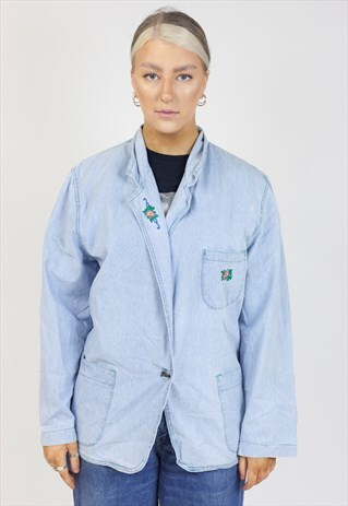 VINTAGE 90'S LIGHT EMBROIDERED DENIM JACKET
