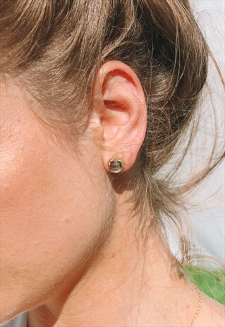 BLUE QUARTZ STUD EARRINGS
