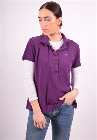 LACOSTE WOMENS VINTAGE POLO SHIRT LARGE PURPLE 90'S