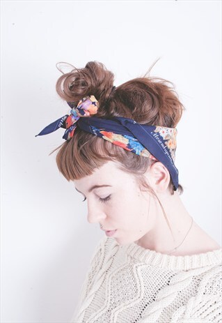 VINTAGE FLORAL PRINT NECK/HEAD SILK SCARF