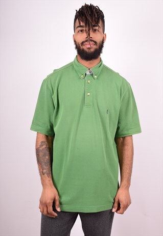 YVES SAINT LAURENT MENS VINTAGE POLO SHIRT LARGE GREEN 90'S