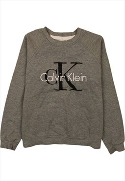 Vintage 90's Calvin Klein Sweatshirt Crew Neck Spellout Grey