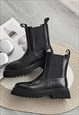  ASYMMETRIC BOOTS CHUNKY SOLE ANKLE SHOES TRACTOR TRAINERS