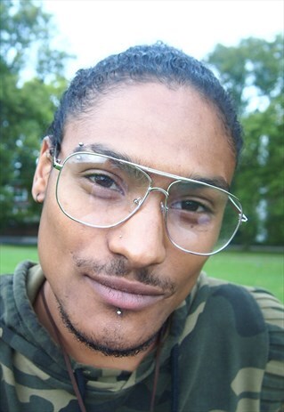SILVER SPORT VINTAGE FRAME CLEAR LENS GLASSES
