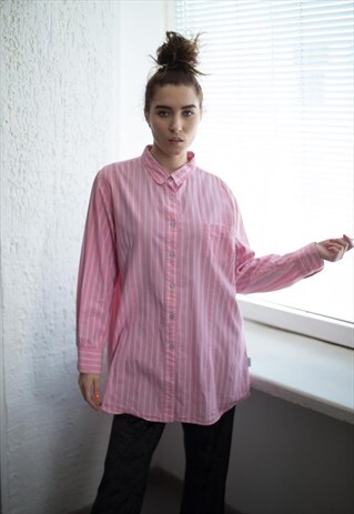 VINTAGE 90'S LIGHT PINK STRIPED SHIRT