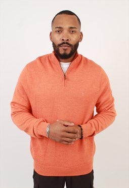 Men's Polo Golf Orange Zip Neck Sweater 