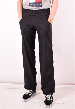 PUMA MENS VINTAGE TRACKSUIT TROUSERS W32 L33 BLACK 90S
