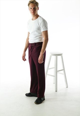 BURGUNDY STRAIGHT PANTS/ PLEATED LIGHT PANTS