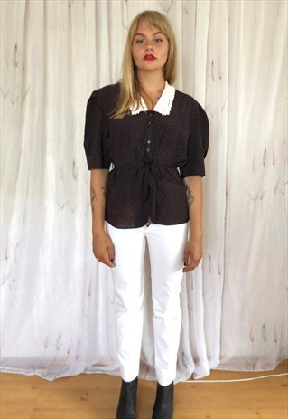 WHITE STRAIGHT VINTAGE JEANS DENIM TROUSERS
