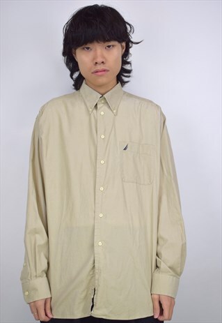 VINTAGE 90S NAUTICA BEIGE L/S SHIRT