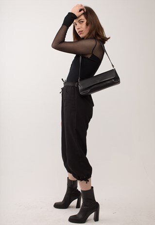 BLACK HIGH WAISTED 3/4 TROUSERS
