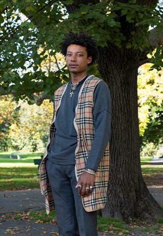 VINTAGE UNISEX BURBERRY'S CAR COAT TRENCH COAT TARTAN GILET