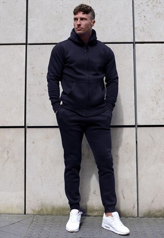 54 FLORA ESSENTIAL ZIP HOODY JOGGER TRACKSUIT SET - NAVY