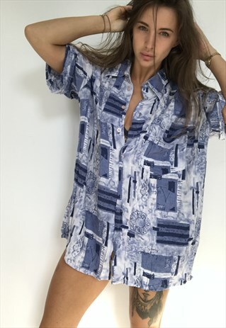 PATTERNED OVERSIZED RETRO VINTAGE UNISEX FESTIVAL SHIRT