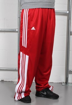 Vintage Adidas Lounge Popper Trackies in Red with Logo XXL