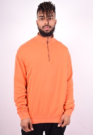 RALPH LAUREN MENS VINTAGE SWEATSHIRT JUMPER LARGE ORANGE 90'