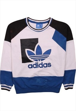 Vintage 90's Adidas Sweatshirt Spellout Crew Neck Blue