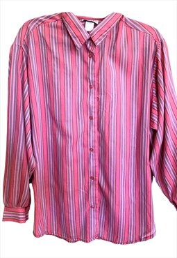 Vintage 70s Shirt Mod Western Pink Striped Collared 