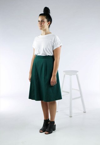 FOREST GREEN SKIRT / PLEATED RETRO SKIRT