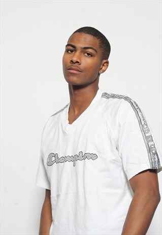 VINTAGE CHAMPION TAPE LOGO T-SHIRT WHITE