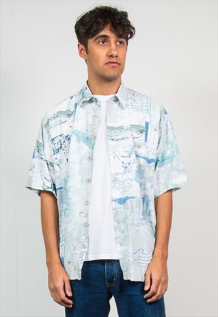 90'S SHORT SLEEVE SHIRT CRAZY RETRO PATTERN