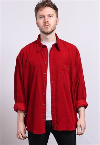 VINTAGE CORDUROY CORD SHIRT RED